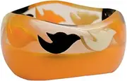 [Pure Hands] Flame Floaters -Masterfully Handmade Flame Orange Curvaceous Resin Bangle with Embedded Avian Silhouettes in White Black & Flame Orange Color for Women