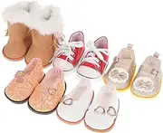 Totority Doll Shoes Set 5 Pairs of Tiny Fashionable Canvas Boots for Toddlers Decorative Comfortable