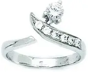 [JewelryWeb] 14k White Gold CZ Cubic Zirconia Simulated Diamond Top Adjustable Fancy Body Jewelry Toe Ring - Toe Ring for Women
