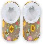 [Caihoyu] Slipper for Kids Girls Boys Coral Fleece Anti-Slip Rubber Sole Lightweight House Shoes Bedroom Home Office Travel Yoga