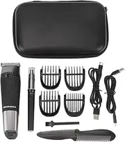 Hair Clipper Kit with Nose Trimmer LCD Display 2 Speed Control USB Charging Waterproof for Men Travel Professional EVA Bag