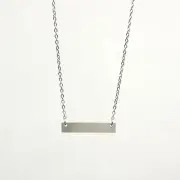 Stainless Steel Horizontal Bar Pendant Classic Solid Blanks Tag Necklace 18''