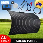 12V 100W Flexible Solar Panel Complete Kit Caravan Camping Home Battery Charging