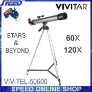 VIVITAR TEL-50600 60X / 120X Refractor Telescope with Adjustable Tripot