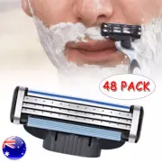 48 PCS Replacement Blades For Gillette MACH 3 Razor Shaver Trimmer Shaving AU