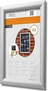 Deflecto Pk 5 x A2 Snap Frame Silver - Aluminium Clip Frames - Wall Mount Picture Frames - Posters Display Holder - Front Opening Picture Frame Clips