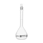 Eisco Labs 250ml Volumetric Flask - Class B - White Graduation, Glass Stopper