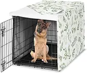 Sweet Jojo Designs 48in. Large Dog Crate Cover (Green Boho Floral Leaf) Pet Cage, Kennel Covers (Bohemian, Watercolor, Botanical, Flower, Woodland, Tropical, Garden, Nature, Neutral, Sage and White)