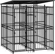 Large Dog Kennel Outdoor, Heavy Duty Dog Cage with Roof & Secure Lock, Dog Pen Run Dog House Pet Enclosure, Outside Dog Crate for Backyard Farm, Steel 3.69 m²