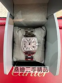 在飛比找Yahoo!奇摩拍賣優惠-cartier roadster 櫻花粉面盤帶羅馬數字刻度石