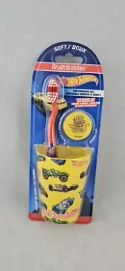 Hot Wheels TOOTHBRUSH KIT Kids Soft Set Colors Cover Cap & Rinsing Cup
