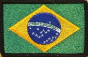 BRAZIL Flag Patch With Hook & Loop Fastener Military EMBLEM BLACK BORDER #4