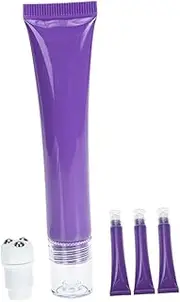 HAPINARY 4pcs Refillable Eye Cream Squeeze Tubes Portable Roller Bottles for DIY Essential Oil Gel Texture Lightweight and Convenient for Travel Violet Color