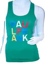 PAUL FRANK Logo Racer Cotton Green TANK Top ( M )