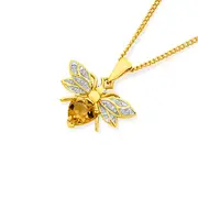 9ct Gold Citrine Bee Pendant in Yellow