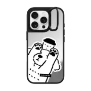 iPhone 16 Pro Mirror Ring Stand Case MagSafe Compatible DOG LOVES COFFEE