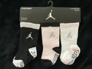 NEW AIR JORDAN JUMPMAN INFANT GIRLS 3 PACK CREW SOCKS PINK WHITE BLK 6-12 MONTHS