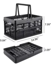 Folding Storage Crate Collapsible Shopping Basket with Handles, 19 Liter E7
