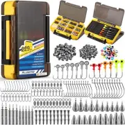 PLUSINNO 229PCS Fishing Accessories Kit with Double-Side Fishing Tackle Box, Abu