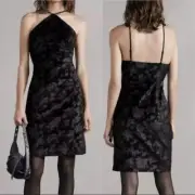 NWT Rag & Bone Fara Velvet Black Retro Floral Mini Sheath Dress Womens 4