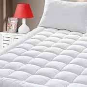 GERHOME Twin Size Quilted Fitted Mattress Pad Cover with Deep Pocket Fitted 8" - 21", Ultra Soft and Comfortable, Breathable (White, Twin)