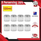 8x Clear Round Glass Jars Lid Spice Herb Seasoning Condiment Storage Container.