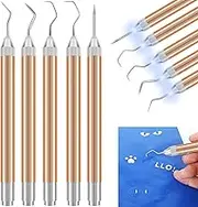 KNFFSAAJL 5Pcs Vinyl Weeding Tools Set with LED Light Vinyl Lighted Weeding Pen Tools Straight Weeder Portable Weeding Hook Pin Basic Tool Set for Crafting Silhouettes Cameos DIY(5 Packs)