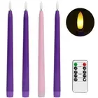Flameless Advent Candles, Set of 4 - Flickering LED Flame, 11 Inch Taper Cand...