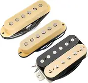 Musiclily Pro ST-60SE Alnico 5 Staggered Single Coil Pickups and Uncovered Humbucker ST-HSS Neck Middle Bridge Pickups Set for Strat Style Electric Guitar, Zebra