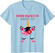 [X.Style] Kids Kindergarten Graduate 2019 Unicorn Face Cap Shirt for Girls ds2692 T-Shirt Black