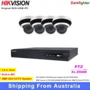 Hikvision 4CH NVR 4MP PTZ 4x Zoom Mic Darkfighter IP Camera CCTV System POE lot
