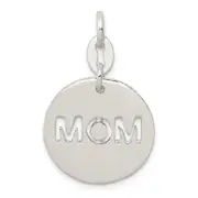 Sterling Silver Polished Circle Mom Charm