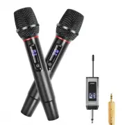 Wireless Microphone System for Karaoke, Dual UHF Metal Wireless Mic with Rech...