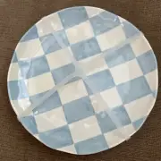 Blue and White Checkered 6.5” Appetizer Melamine Plates Set of 4 NEW
