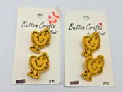 Button Crafts by La Mode 2 Lots of 2 YELLOW Chick buttons #210 1 -1/8"