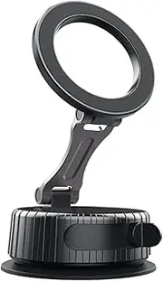 Vacuum Suction Phone Holder,Magnetic Vacuum Suction Phone Mount - Foldable Rotatable Car Accessories Cellphone Stand with Strong Magnet for All Smartphones