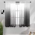 Koufall Size 42x45 Inch Black/White Sheer Ombre Short Curtains 2 Panels
