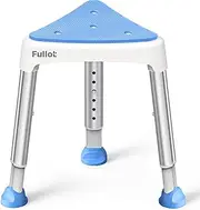 FULLOT Space-Saving Triangular Shower Chair for Elderly and Disabled with EVA Pad, Adjustable Shower Stool with Stable-Bracing for 400 lbs, Non-Slip Tub Seat, Tool-Free Assembly