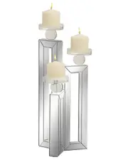 3 Plate Decorative Candelabra with Mirrored Accents