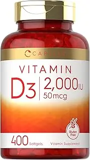 Vitamin D3 2000 IU Softgels | 400 Count | Non-GMO, Gluten Free Formula | 50 mcg | Vitamin D Supplement | by Carlyle