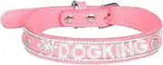 Puppy Concepts DIY Personalised Name Charm Bling Rhinestone Dog Collar Leash Lead Set Pet Cat (Pink S Collar)