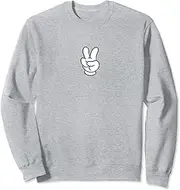 [Disney] Mickey And Friends Peace Sign Iconic Mickey Glove Chest Logo Sweatshirt