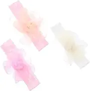 QUMIIRITY 3Pcs Lace Flower Headbands Soft Elastic Hair Accessories for Newborns for Parties Photos and Everyday Use Skin Friendly Materials Elegant Design