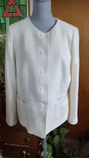 Talbots Women's Lined Button Up Blazer NWT Ret $169 Cream Sz 14