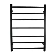 Stainless Steel Round Electric Heated Towel Rail Warmer Heater Rails Rack Wall Mounted Black 7 Bar