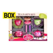 Tea-Set Cups Teapot Food Kitchen Metal Children Saucers Play Afternoon Cake12Pcs