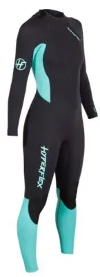 Hyperflex Vyrl Women's Back Zip Fullsuit Wetsuit - 3/2mm - Black/Teal - Size 8