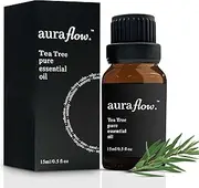 AURAFLOW 15ml Premium Tea Tree 100% Pure Plant Based Essential Botanical Oil for Aromatherapy, Yoga, Zen, Sleep, Relax, No Stress, Essential Oil for Diffuser, Skin, Face, Hair & Perfume