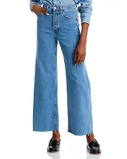 Re/Done High Rise Cropped Wide Leg Jeans in Runyon