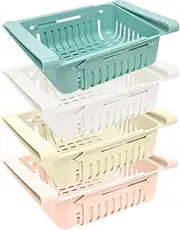 ﻿﻿Joeji's Kitchen Set of 4 Fridge Organiser Rack Insert Fridge Storage Stackable Pull out Bin for vegetables and fruits - Fridge storage containers